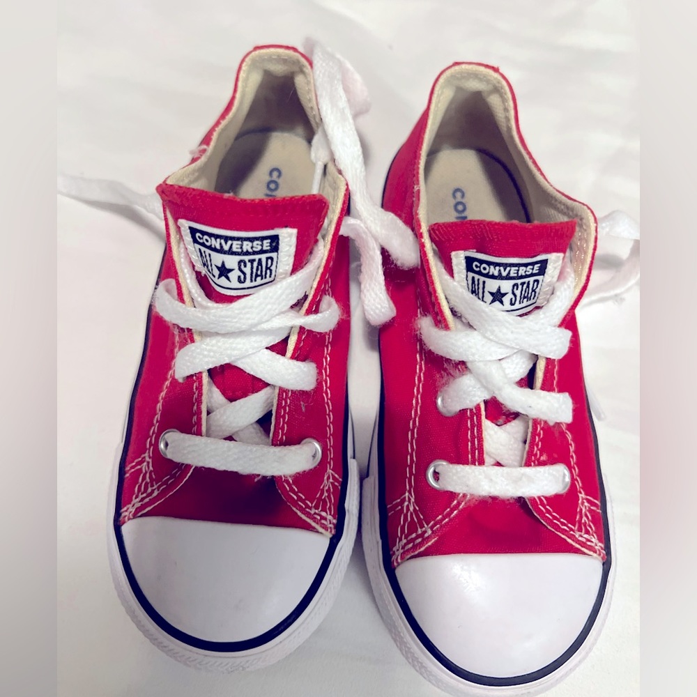 Kids red converse sneakers- like new ! Worn once.